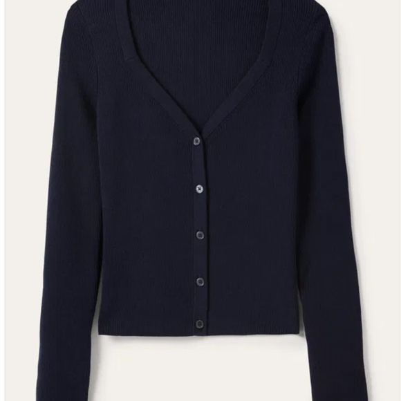 Boden Ribbed Sweetheart Cardigan US-12/UK-16 Navy NWT - Picture 3 of 5